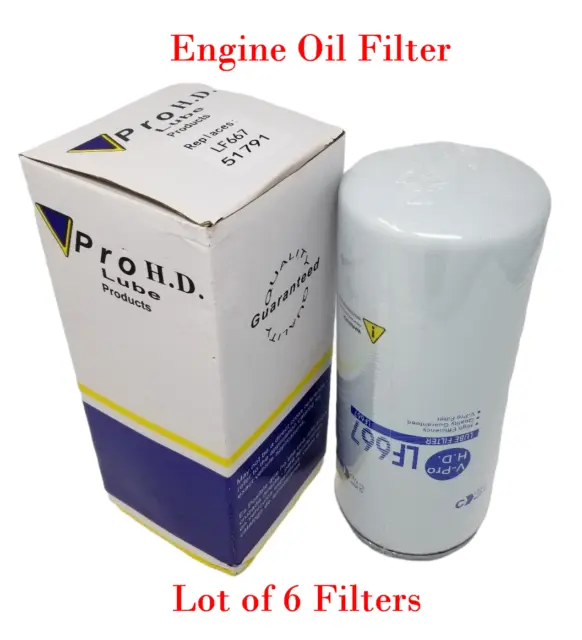 6 x Engine Oil Filter LF667 Compatible W/CAT 1R1807 Commercial trucks and buses