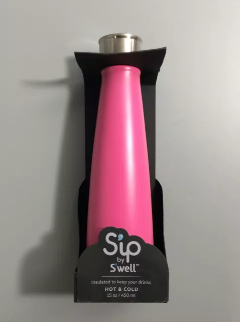 Sip by Swell Water Bottle. 15 oz Stainless Steel. Insulated. Hot&Cold. Pink
