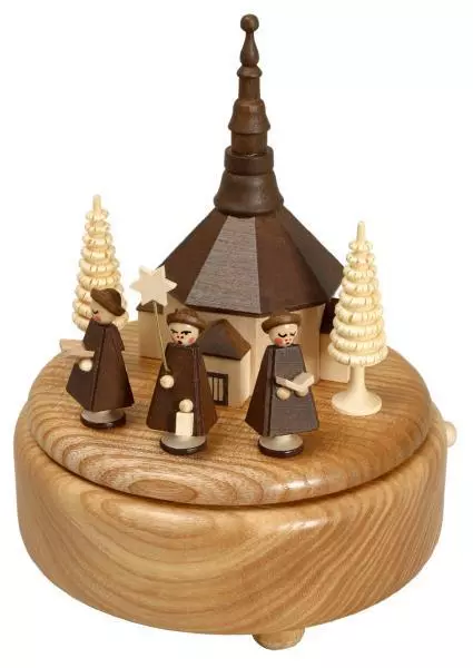 Spieldose mit Kirche Kurrende natur BxHxT 13x16x13cm NEU Spieluhr Spielwerk Musi