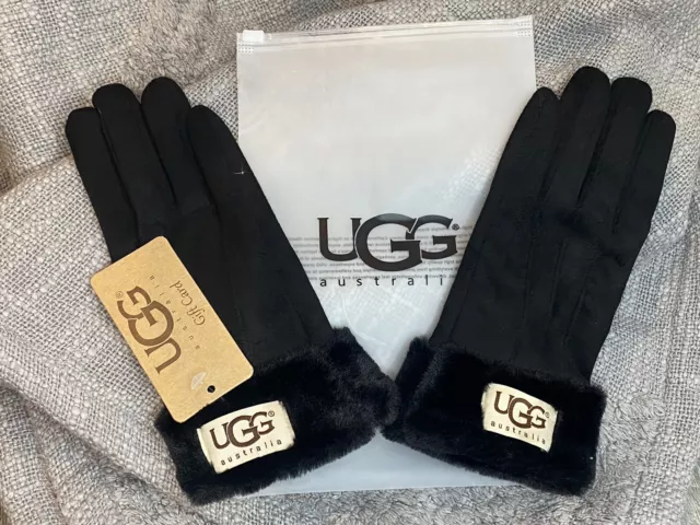 🇺🇸UGG Women’s FLEECE LINED Black Gloves W/Smart Touch Finger ⚡️FAST SHIPPING⚡️