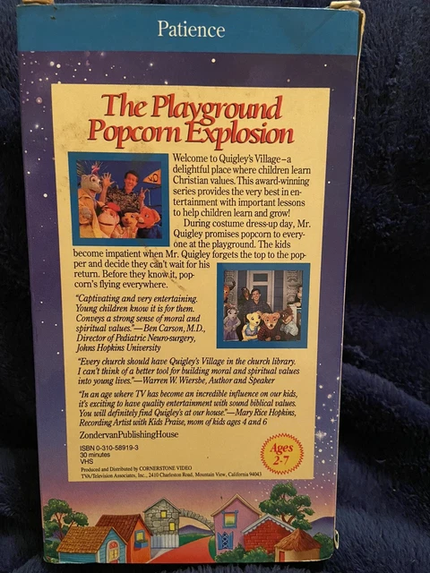 QUIGLEY S VILLAGE PATIENCE THE PLAYGROUND Popcorn Explosion VHS TESTED quigley-s-village-patience-the-playground-popcorn-explosion-vhs-tested