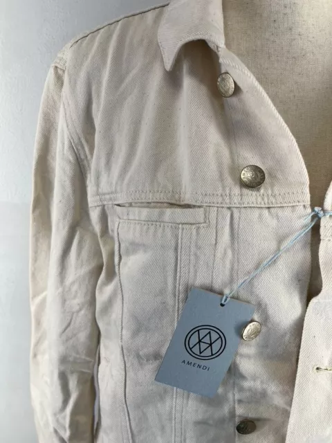 AMENDI MEN'S NATURAL White Pocket Denim Jacket SZ M $32.19 - PicClick