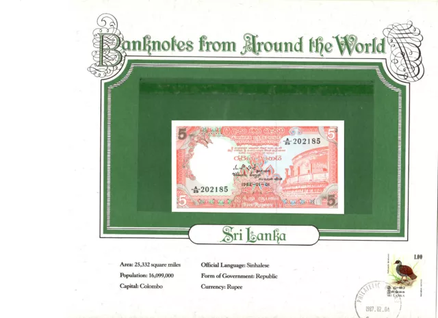 World Banknotes Sri Lanka 1982 5 Rupees P-91 UNC Prefix A/25 202185 Birthday