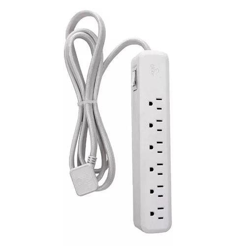 Globe Electric Designer Series White 6-Outlet Power Strip with 6' Cord