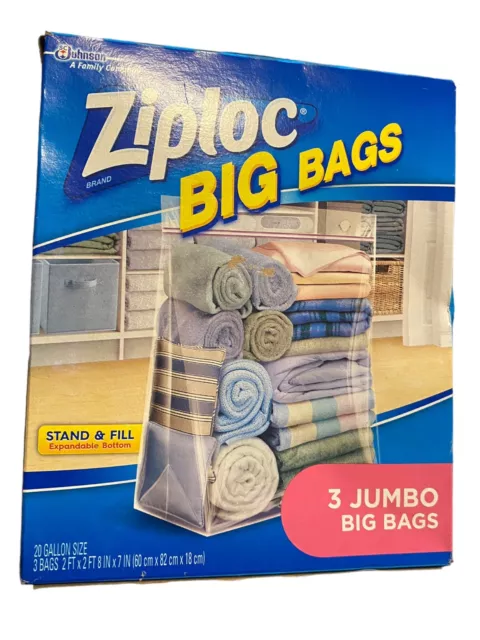 Ziploc Big Bag Double Zipper Jumbo Big Bags, 3 Count