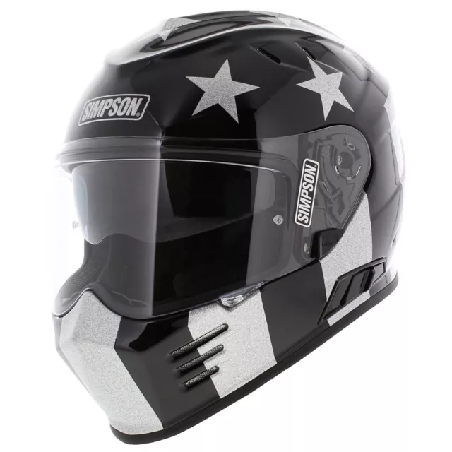 Simpson Venom Stingrae Motorcycle Helmet gloss black silver