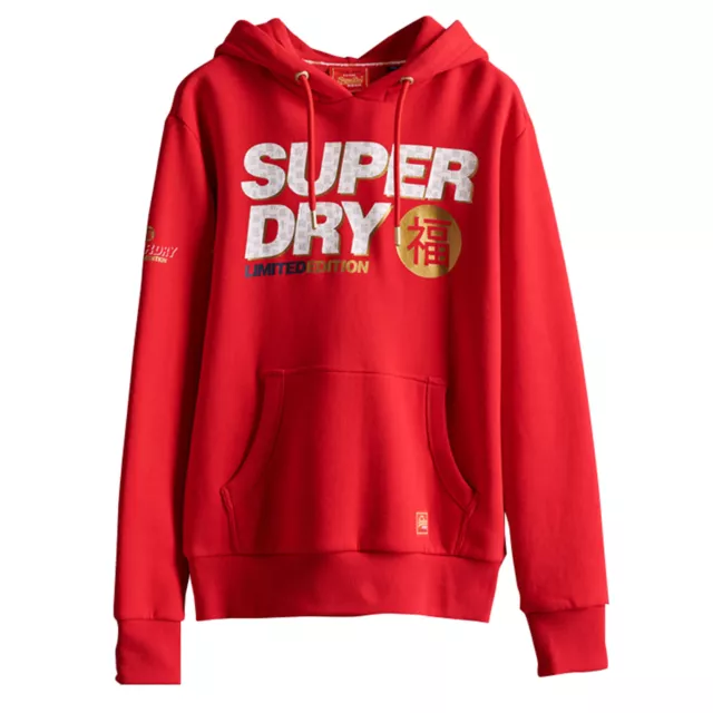 Superdry CNY Hood Hoody Sweatshirt Herren rot Gr.XL und Gr. XXL