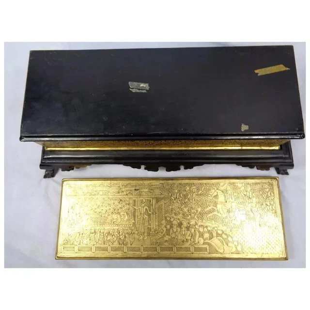 Antique Mandalay-Style Burmese Gilt & Lacquered Manuscript Chest or Box Sadaik 9