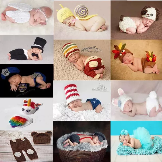 Newborn Baby Girl Boy Crochet Knit Costume Photo Photography Outfit Cute Winnie