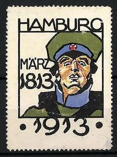 Advertising Stamp Wars of Liberation 1813, Hamburg, 100 Golden Jubilee 1813-1913