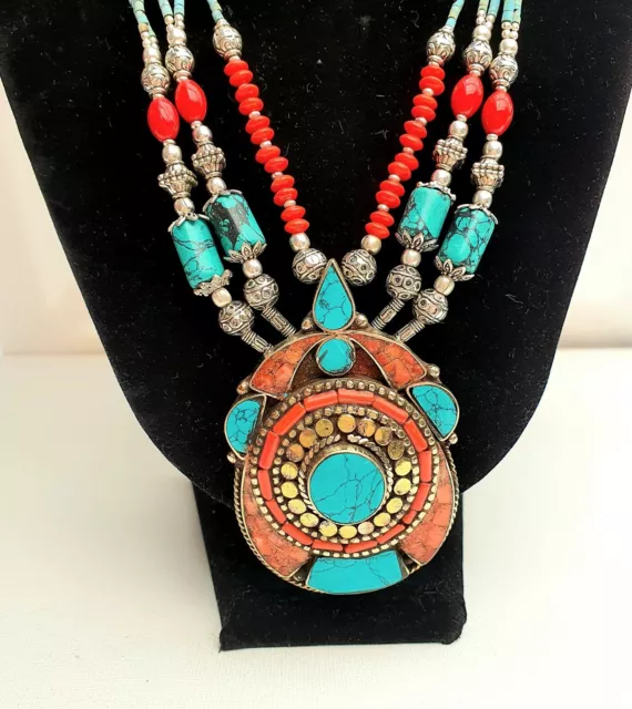 womens layered statement tibetan tribal ethnic boho necklace nepal jewellery 3