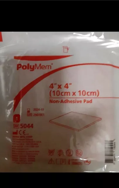 LOT OF 8~PolyMem 4" x 4" Non-Adhesive Pad~Foam Dressing~FREE SHIPPING