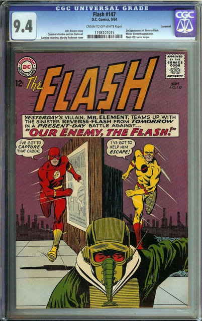 Flash #147 Cgc 9.4 Cr/Ow Pages // 2Nd App Professor Zoom Savannah Pedigree