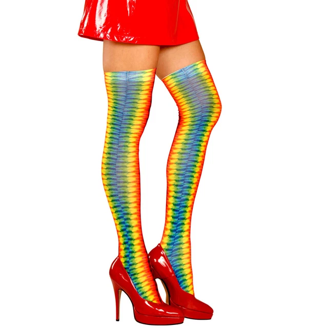 Calze overknee donna senza supporto arcobaleno overknee colorate calze al ginocchio hippie