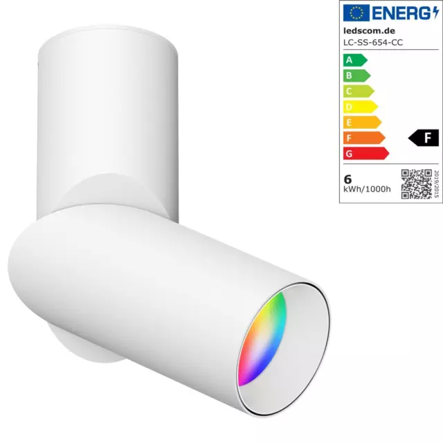 ledscom.de Plafón DAISI, blanca mate + Smart Home RGBW GU10 LED bombilla 473lm