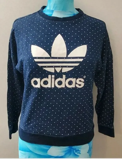 Adidas Originals Denim Spotty Sweatshirt Jumper 8uk 10/11yrs girls womens 8