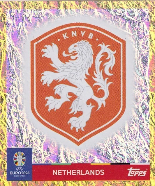 AUTOCOLLANT TOPPS UEFA Euro 2024 suisse NED 1 logo néerlandais or