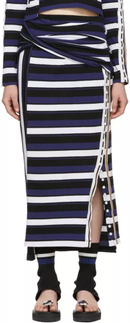 3.1 Phillip Lim Navy Striped Wrap Fitted Skirt XS