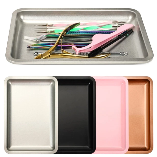 Bandeja de uñas acero inoxidable bandeja de almacenamiento cosmético arte en uñas esmalte de uñas plato Too S1