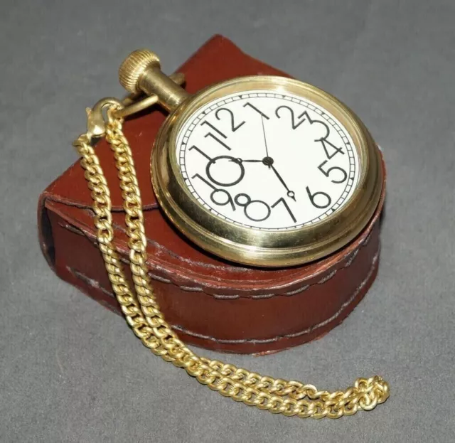 Reloj de bolsillo de latón estilo náutico vintage con caja de madera Regalo...