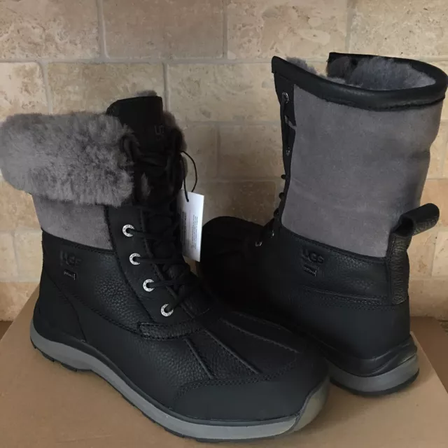 UGG Adirondack III Black Grey Gray Waterproof Leather Snow Boots Size 10 Women