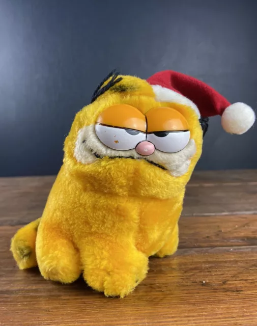 Vintage Garfield Santa Christmas Hat Plush 5” Soft Toy Stuffy Cat Animal Retro