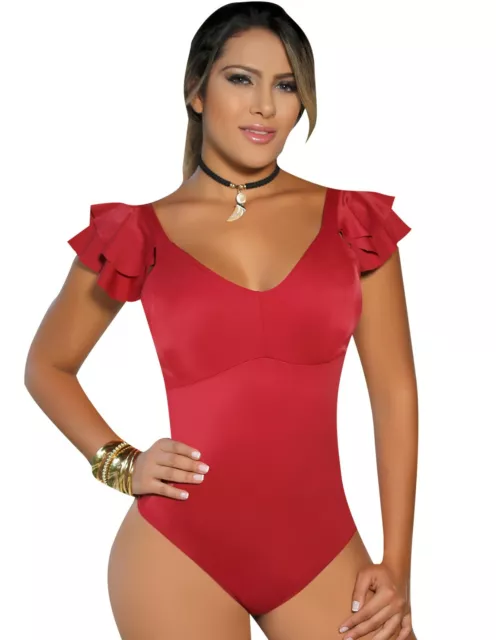 Aranza Women Bodysuit Floral Body Shaper Blouse Blusa de Mujer