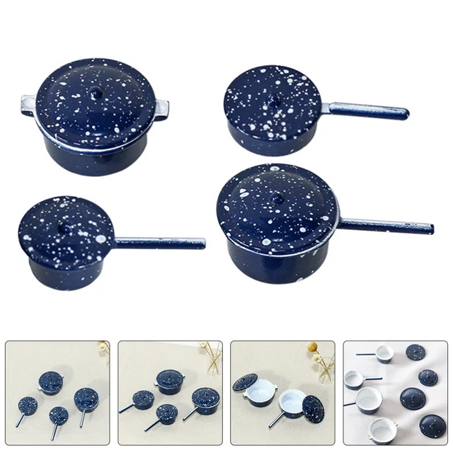4 Pcs Doll House Pot Kitchen Cookware Model Accessories Decorations 2