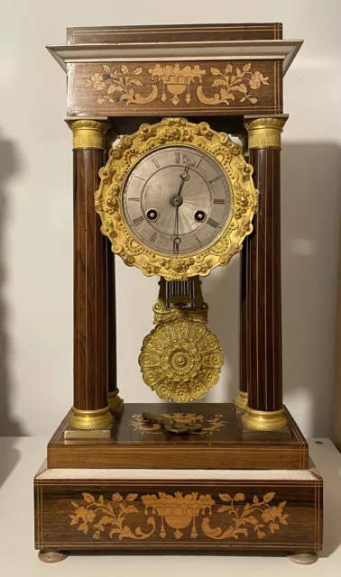 Large Striking Antique French Empire Portico clock In Very Good Condition