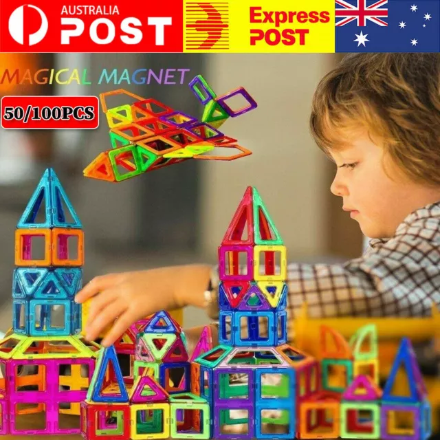 50pcs Magnetic Building Blocks Set 3D Tiles DIY Toys Gift Kids Educational