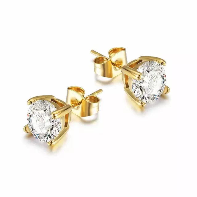 Boucles D'Oreilles pour Femme or Zircone Blanc 24 Carat Doré Imperméable O3414D