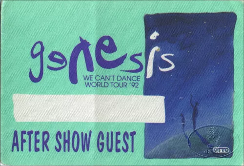 GENESIS 1992 Can't Dance Backstage Pass Guest Green