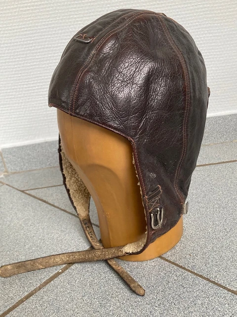 Fliegerhaube Pilotenhaube 2.WK Luftwaffe Leder Schafwolle