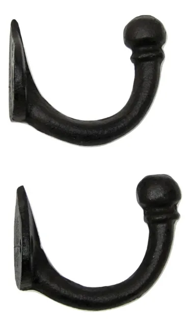 Lot 2 Antique-Style Small Sturdy 2.5" Cast Iron Cup Robe Coat Hat Jewelry Hooks 2