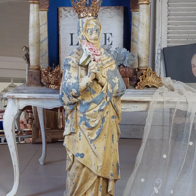 Große antike betende Madonna aus Klosterbesitz,Frankreich, shabby