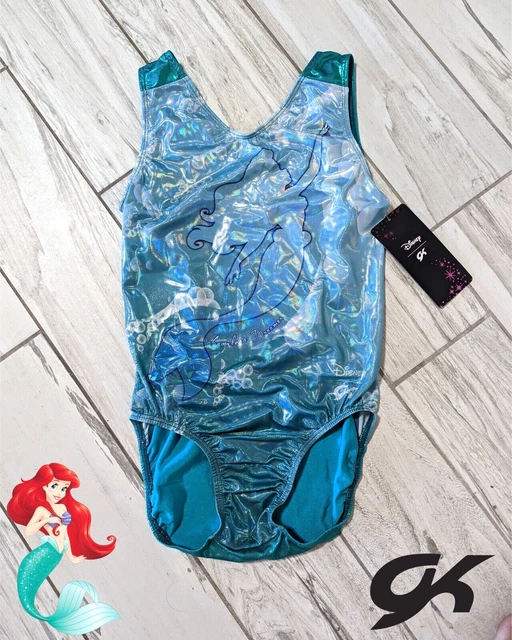 NEW GK Elite DISNEY Gymnastics Dance Leotard AL Large Ariel Little Mermaid Green
