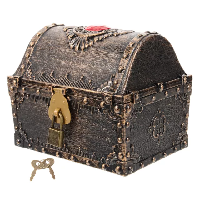 Treasure Chest Large Wooden Pirate Child Decorative Box Gold