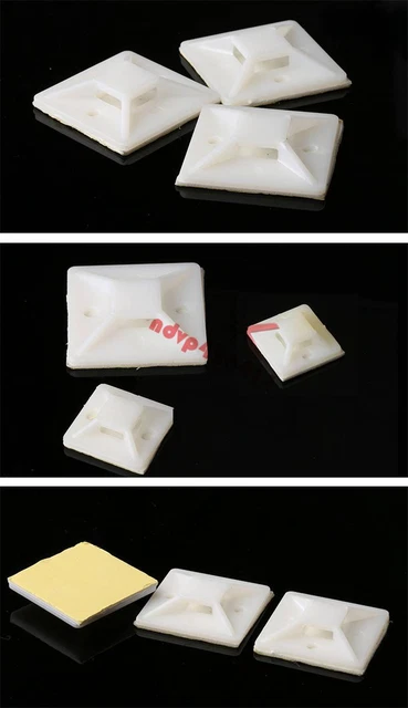 100 pz supporto base montaggio cravatta cavo autoadesivo 20 x 20 x 6 mm