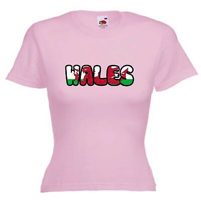 Wales Text Flag Welsh Emblem Women's Ladies Lady Fit T Shirt
