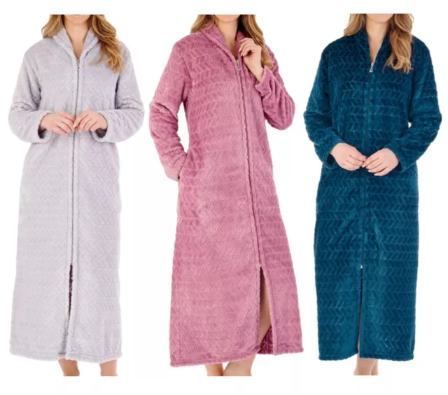 PAVILIA Womens Housecoat Zip Robe, Fleece Zip Up Front Robe Bathrobe, Plush  Warm Zipper House Coat Lounger for Women Ladies Elderly with Satin Trim,  Pockets, Long - Teal Sea Blue (Small/Medium) -