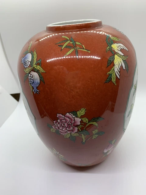 Japanische Vase JAPANISCHES PORZELLANKE rote Blumenvase Urne Original Vintage 2