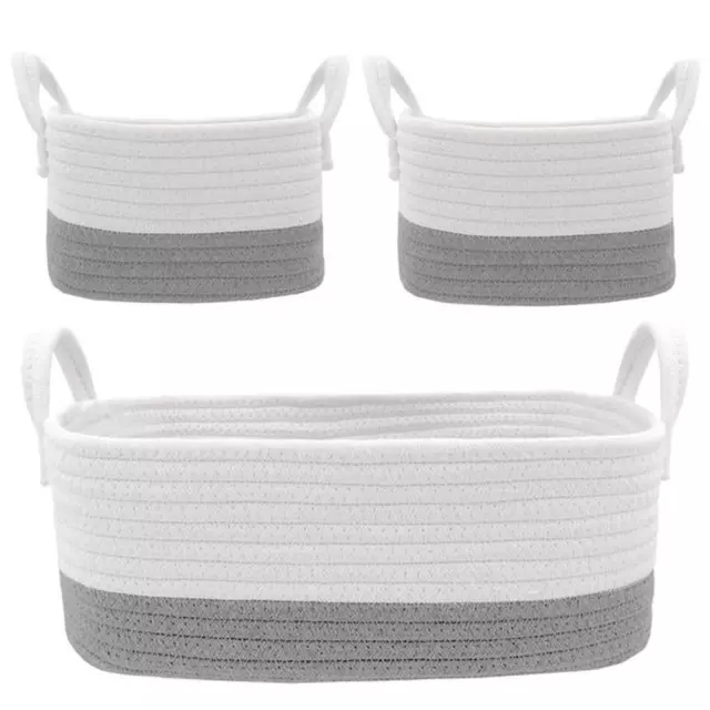 Living Textiles Cotton Rope Nursery Storage Set, 3 Piece (White/Grey) Living Tex