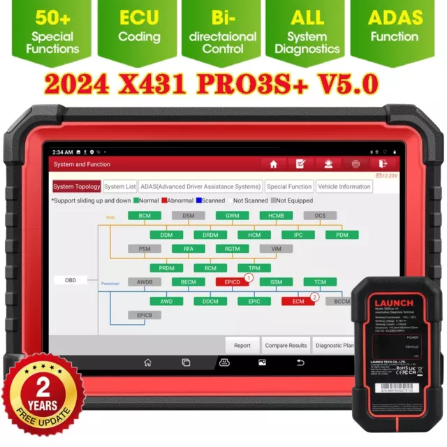 2024 LAUNCH X431 PRO3S+V5.0 PRO5 Dispositivo diagnostico professionale TUTTI I SYSTEM Key Programmer