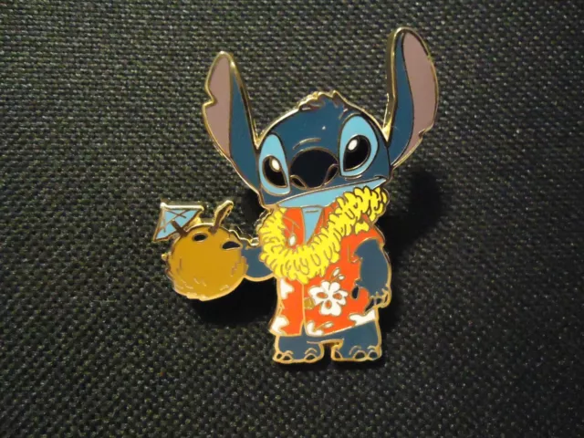 Disney Lilo And Stitch Aloha Stitch Wearing Lei And Holding Coconut Drink Pin
