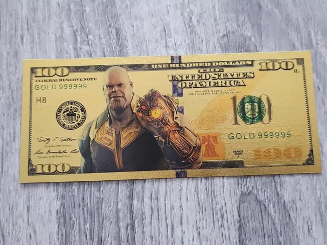 Marvel Thanos Gold Foil Banknote 100 USD