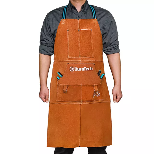 DURATECH Welding Apron, 36"Leather Welding Apron Heat Flame Resistant Heavy Duty