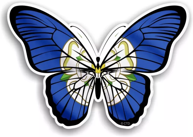 Pretty BUTTERFLY Wings Design With Yorkshire Rose County Flag vinyl car sticker