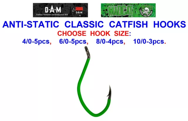 Dam Madcat A-Static Classic Catfish Hooks For Line Braid Rigs Clonk Teaser Lure