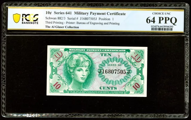 Schwan 882/3 Series 641 10€ Military Payment Cert PCGS 64PPQ Glaser Pedigree