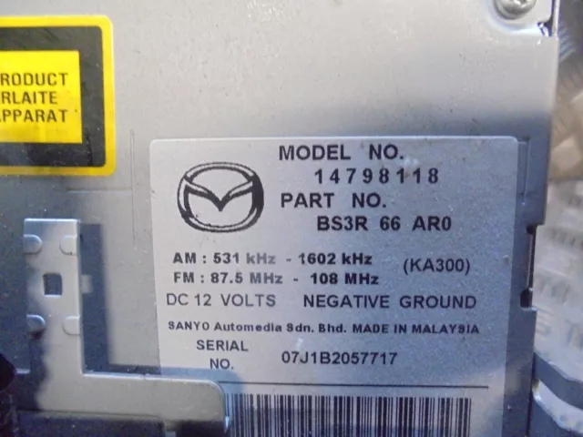 Mazda 3 2008 1.6 Petrol Mk1 5Dr Radio Stereo Cd Player Bs3R66Ar0 3